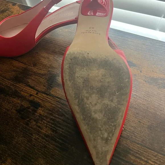 Kate Spade Renata Red Kitten Heels with Crystal Accents - Picture 7 of 12